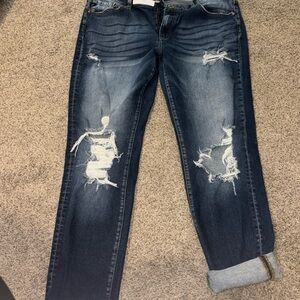 KanCan Dark Blue Distressed Boyfriend Jeans 31